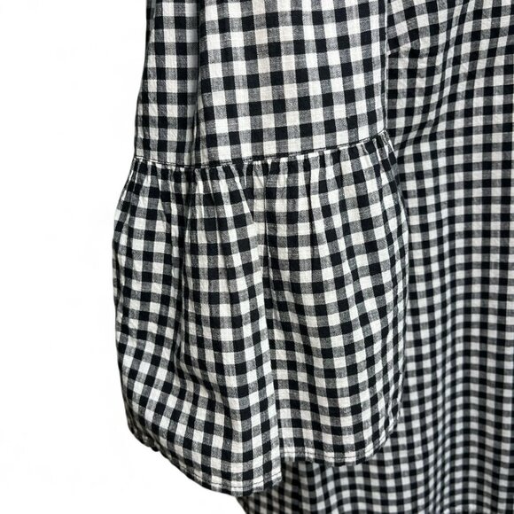 Time & Tru Women’s Black White Gingham Bell Sleeve Cotton Blouse Size Small - Picture 6 of 6